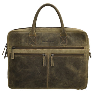 Businesstasche 40 x 30,5cm in Olivgrün mit Reißverschluss - leder-accessoires.com