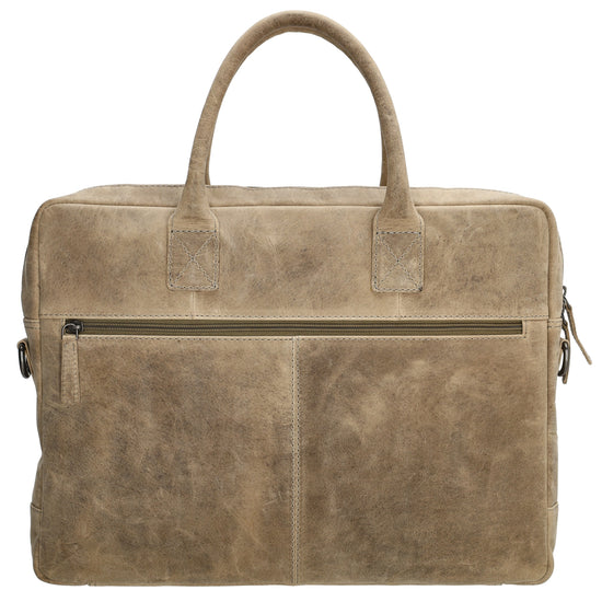 Businesstasche 40 x 30,5cm in Sand| Natur mit Reißverschluss - leder-accessoires.com