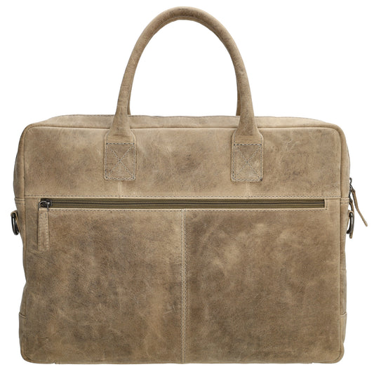 Businesstasche 40 x 30,5cm in Sand| Natur mit Reißverschluss - leder-accessoires.com