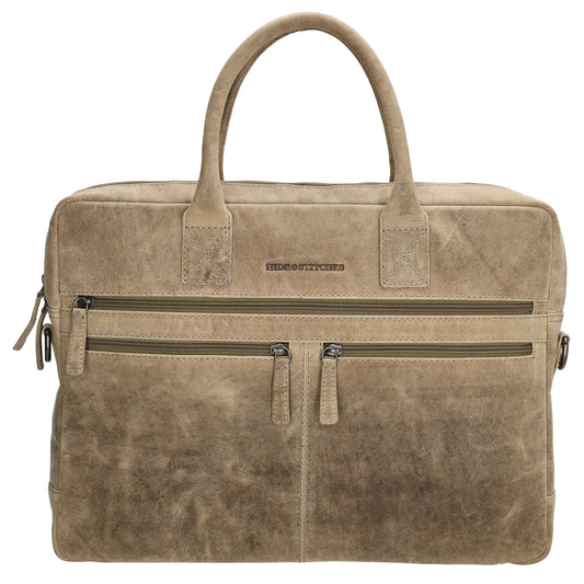 Businesstasche 40 x 30,5cm in Sand| Natur mit Reißverschluss - leder-accessoires.com