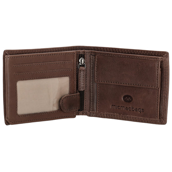 Geldbörse Querformat 11,5 x 9,5cm in Dunkelbraun aus Leder - leder-accessoires.com