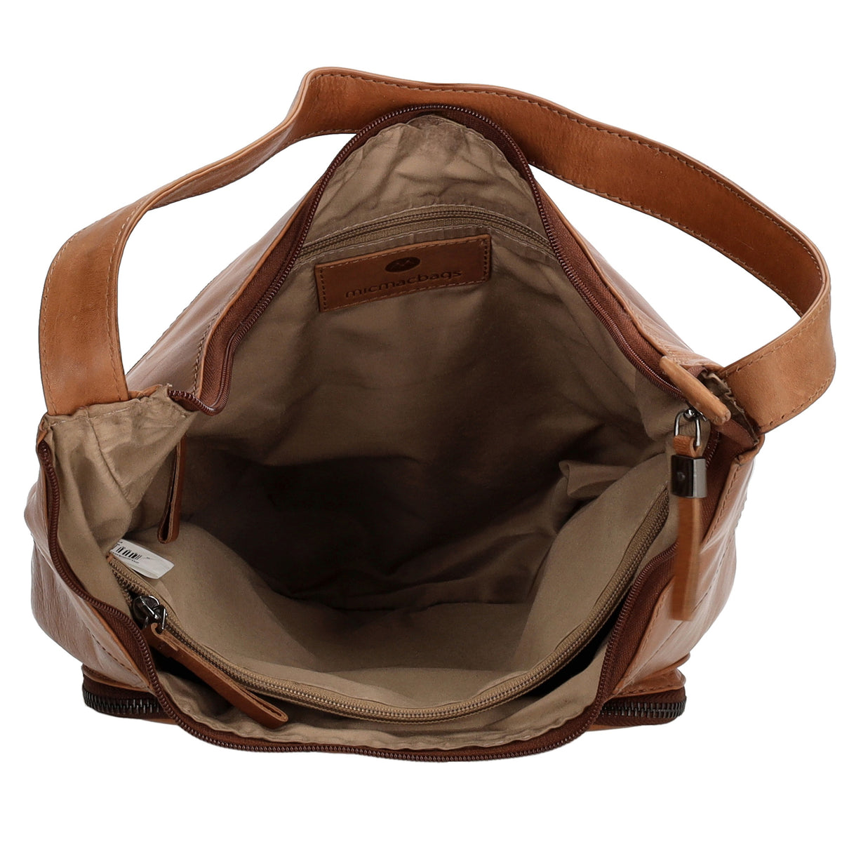 Schultertasche in Cognac 26 x 28cm mit Reißverschluss aus Leder - leder-accessoires.com