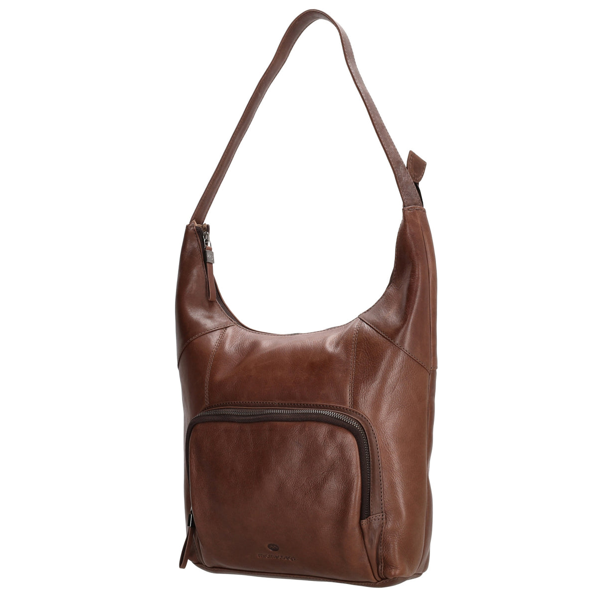 Schultertasche in Braun 26 x 28cm mit Reißverschluss aus Leder - leder-accessoires.com