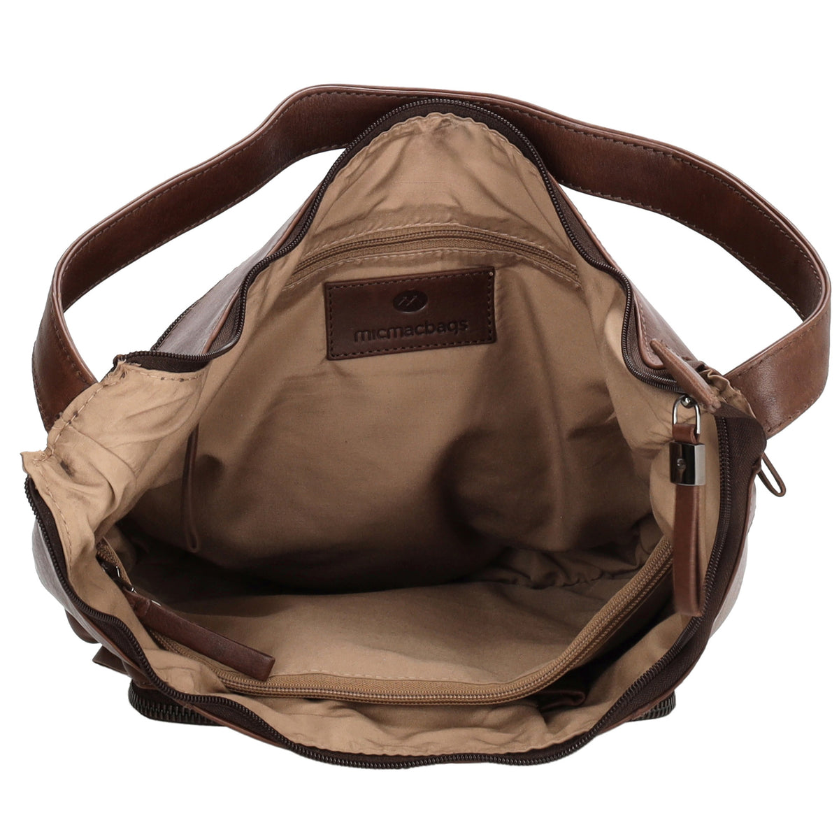 Schultertasche in Braun 26 x 28cm mit Reißverschluss aus Leder - leder-accessoires.com