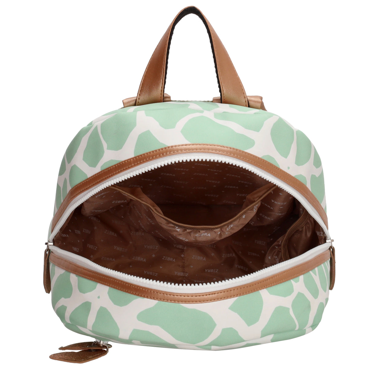 Kinderrucksack 27,5x38cm mit Giraffenmuster in Mint - leder-accessoires.com