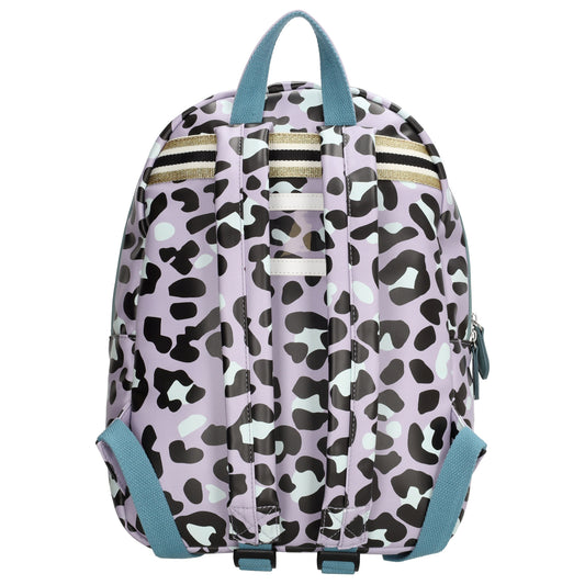 Kinderrucksack 27,5x38cm mit Pantermuster in Lila - leder-accessoires.com