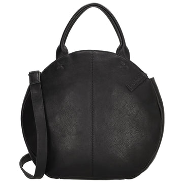 Rundtasche in Schwarz 36 x 32cm mit Reißverschluss aus Leder - leder-accessoires.com