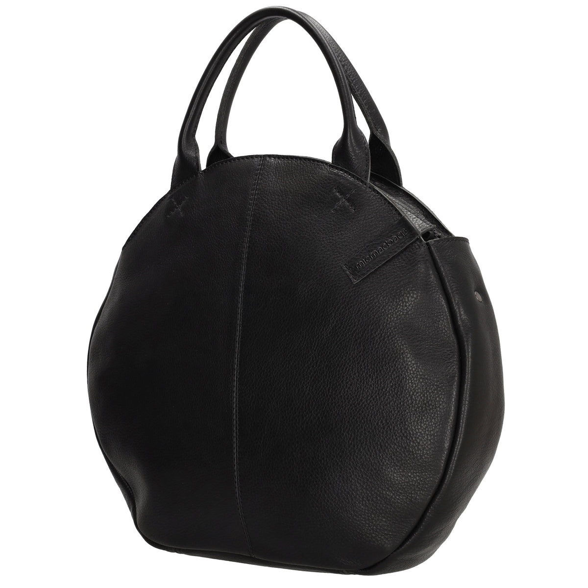 Rundtasche in Schwarz 36 x 32cm mit Reißverschluss aus Leder - leder-accessoires.com