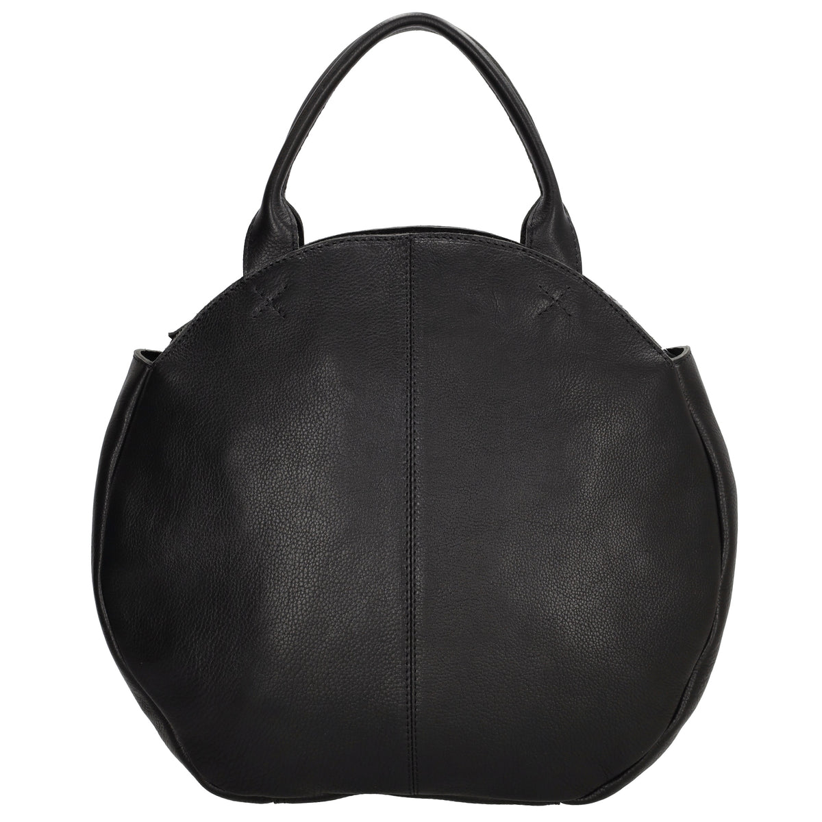 Rundtasche in Schwarz 36 x 32cm mit Reißverschluss aus Leder - leder-accessoires.com