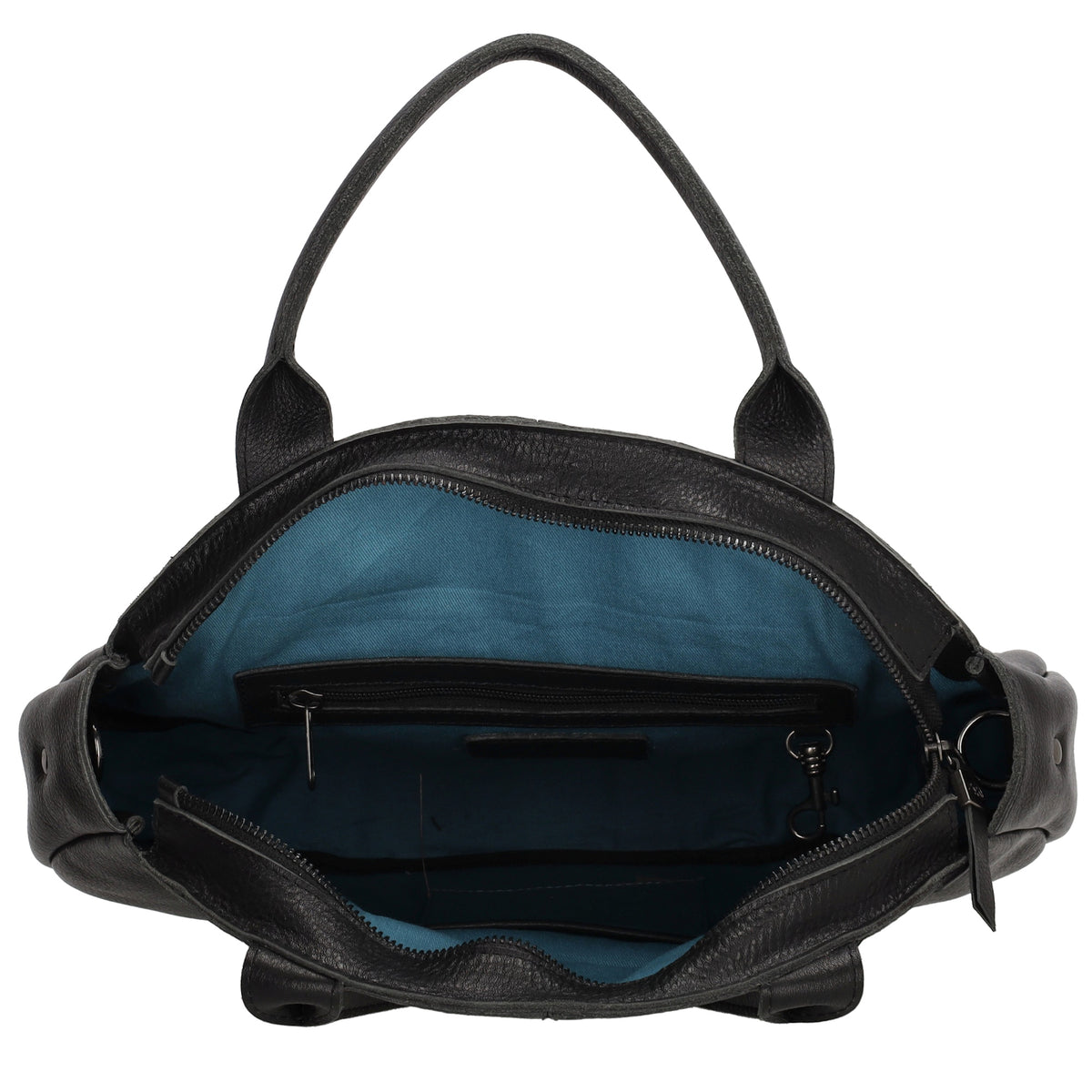 Rundtasche in Schwarz 36 x 32cm mit Reißverschluss aus Leder - leder-accessoires.com