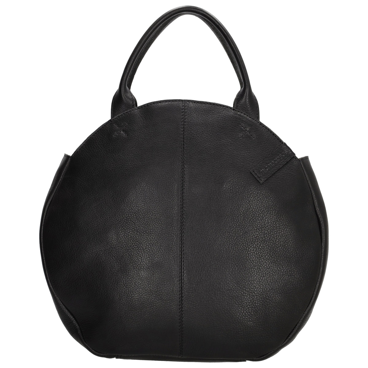 Rundtasche in Schwarz 36 x 32cm mit Reißverschluss aus Leder - leder-accessoires.com