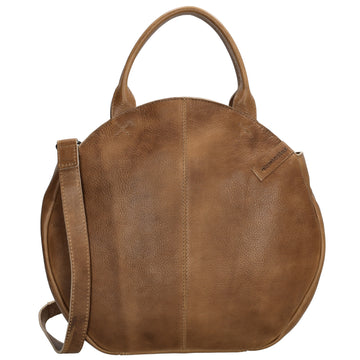 Rundtasche in Hellbraun 36 x 32cm mit Reißverschluss aus Leder - leder-accessoires.com