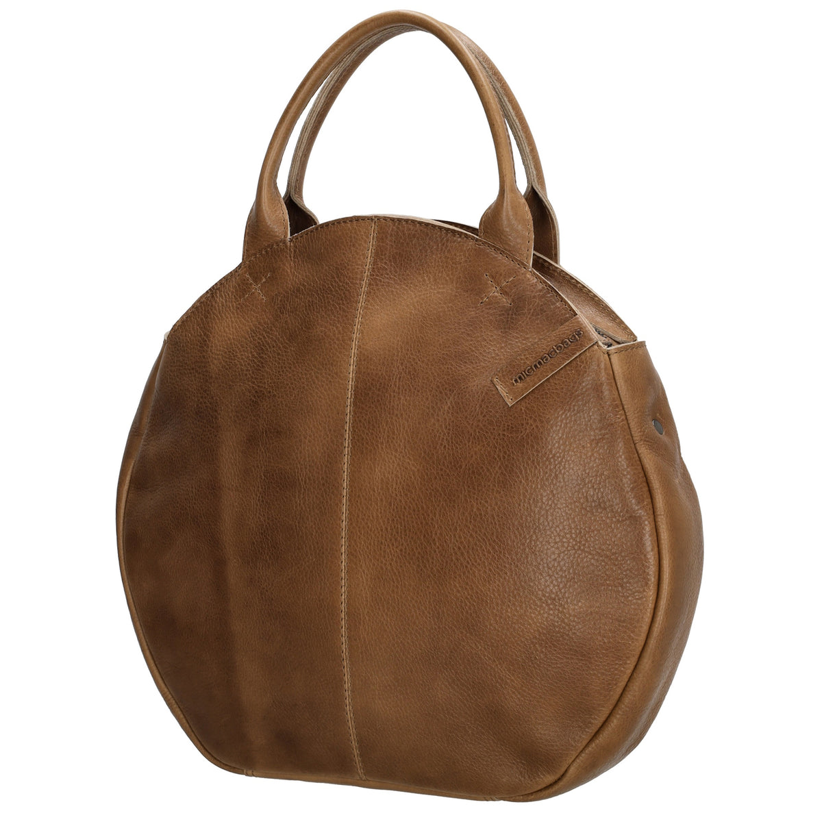 Rundtasche in Hellbraun 36 x 32cm mit Reißverschluss aus Leder - leder-accessoires.com