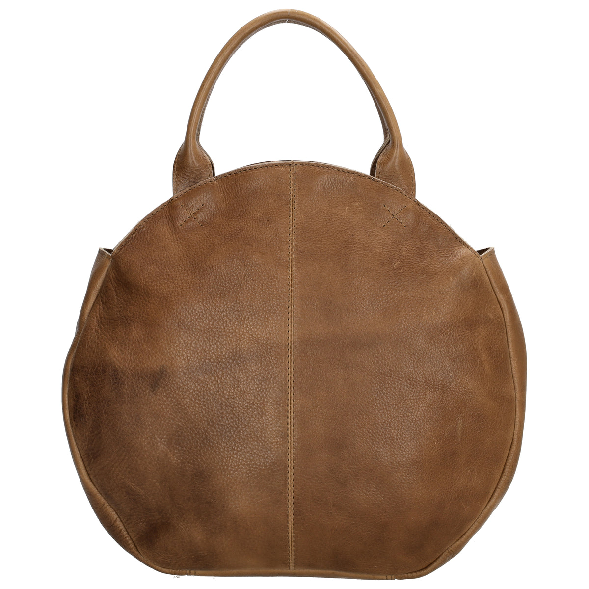 Rundtasche in Hellbraun 36 x 32cm mit Reißverschluss aus Leder - leder-accessoires.com