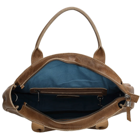 Rundtasche in Hellbraun 36 x 32cm mit Reißverschluss aus Leder - leder-accessoires.com