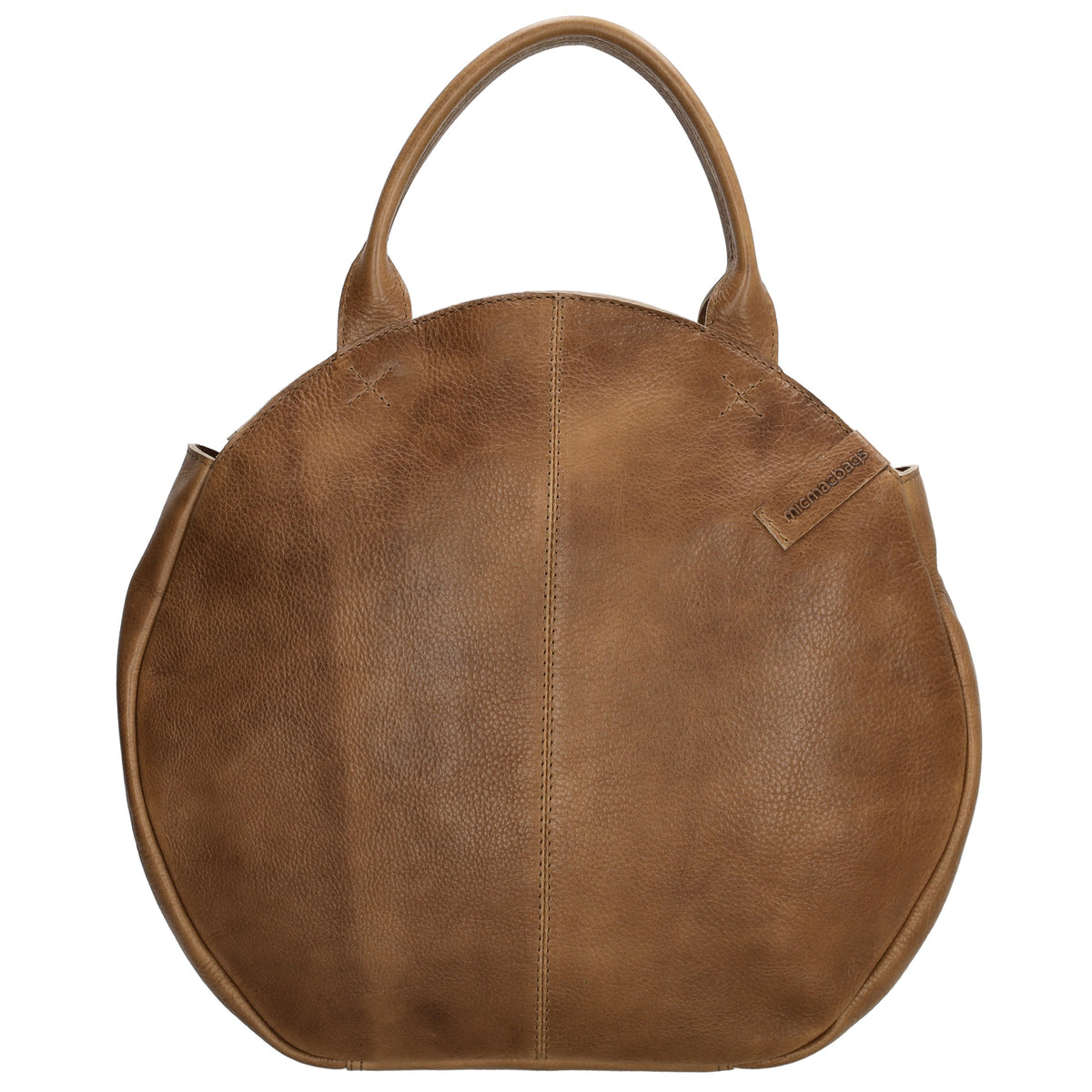 Rundtasche in Hellbraun 36 x 32cm mit Reißverschluss aus Leder - leder-accessoires.com