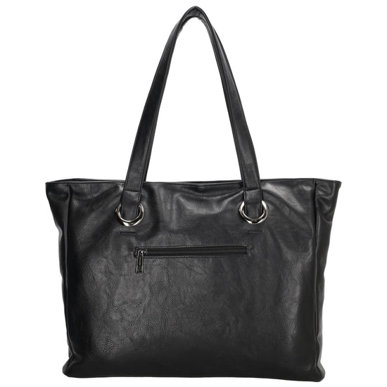 Shopper 43 x 34cm in Schwarz mit Reißverschluss in Lederoptik - leder-accessoires.com