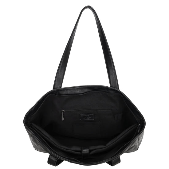 Shopper 43 x 34cm in Schwarz mit Reißverschluss in Lederoptik - leder-accessoires.com