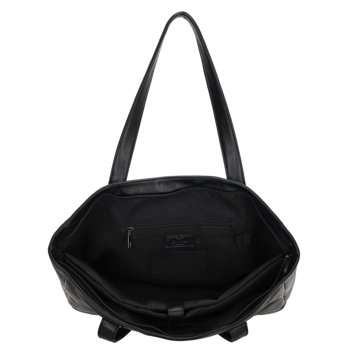 Shopper 43 x 34cm in Schwarz mit Reißverschluss in Lederoptik - leder-accessoires.com