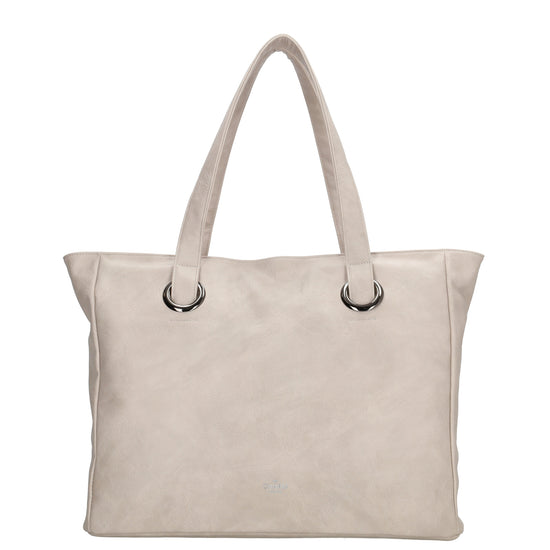 Shopper 43 x 34cm in Helltaupe mit Reißverschluss in Lederoptik - leder-accessoires.com