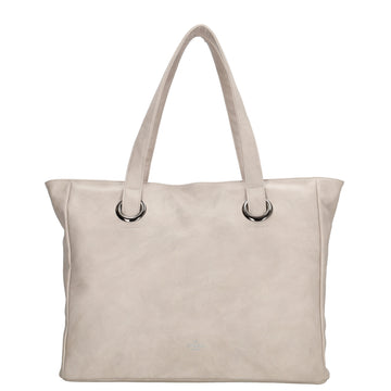 Shopper 43 x 34cm in Helltaupe mit Reißverschluss in Lederoptik - leder-accessoires.com
