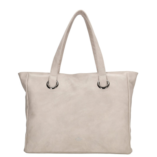 Shopper 43 x 34cm in Helltaupe mit Reißverschluss in Lederoptik - leder-accessoires.com