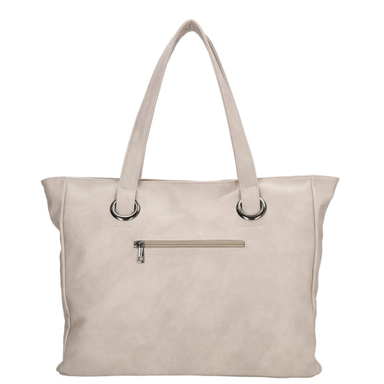 Shopper 43 x 34cm in Helltaupe mit Reißverschluss in Lederoptik - leder-accessoires.com