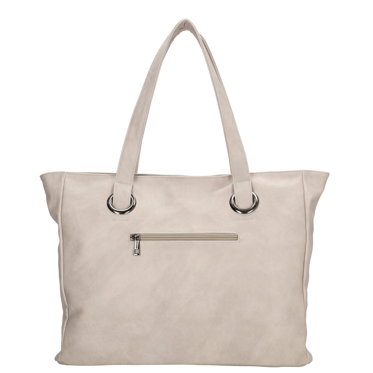 Shopper 43 x 34cm in Helltaupe mit Reißverschluss in Lederoptik - leder-accessoires.com