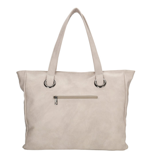 Shopper 43 x 34cm in Helltaupe mit Reißverschluss in Lederoptik - leder-accessoires.com