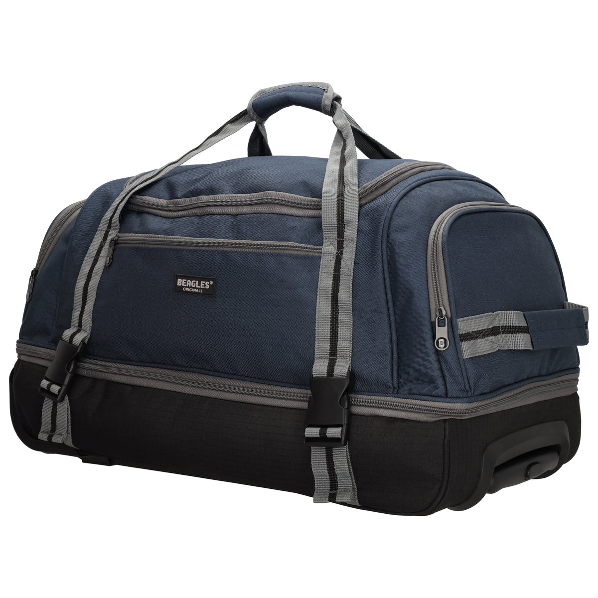 Trolleyreisetasche 60 x 32cm in Blau|Marine mit separatem Staufach unten - leder-accessoires.com