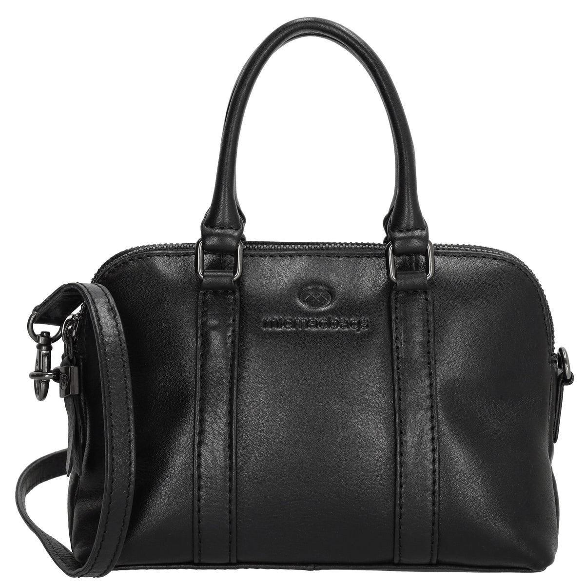 Schultertasche 21 x 15cm in Schwarz mit Reißverschluss - leder-accessoires.com