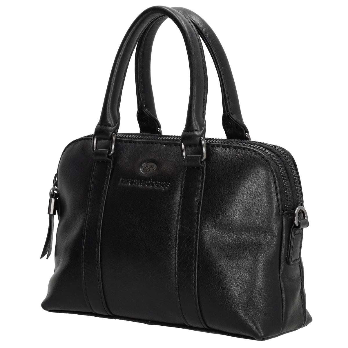 Schultertasche 21 x 15cm in Schwarz mit Reißverschluss - leder-accessoires.com