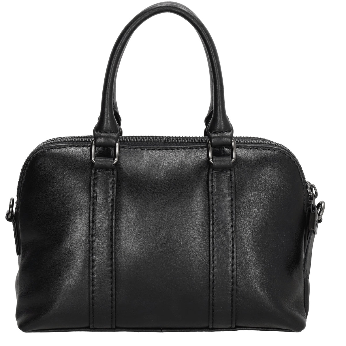 Schultertasche 21 x 15cm in Schwarz mit Reißverschluss - leder-accessoires.com