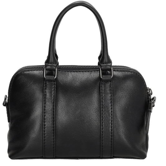 Schultertasche 21 x 15cm in Schwarz mit Reißverschluss - leder-accessoires.com