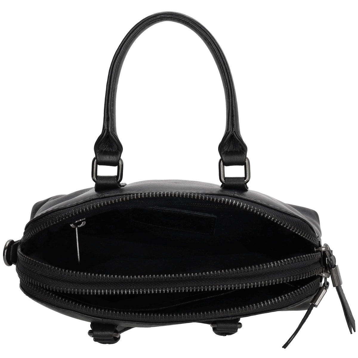 Schultertasche 21 x 15cm in Schwarz mit Reißverschluss - leder-accessoires.com