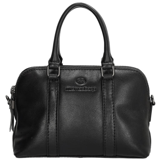 Schultertasche 21 x 15cm in Schwarz mit Reißverschluss - leder-accessoires.com