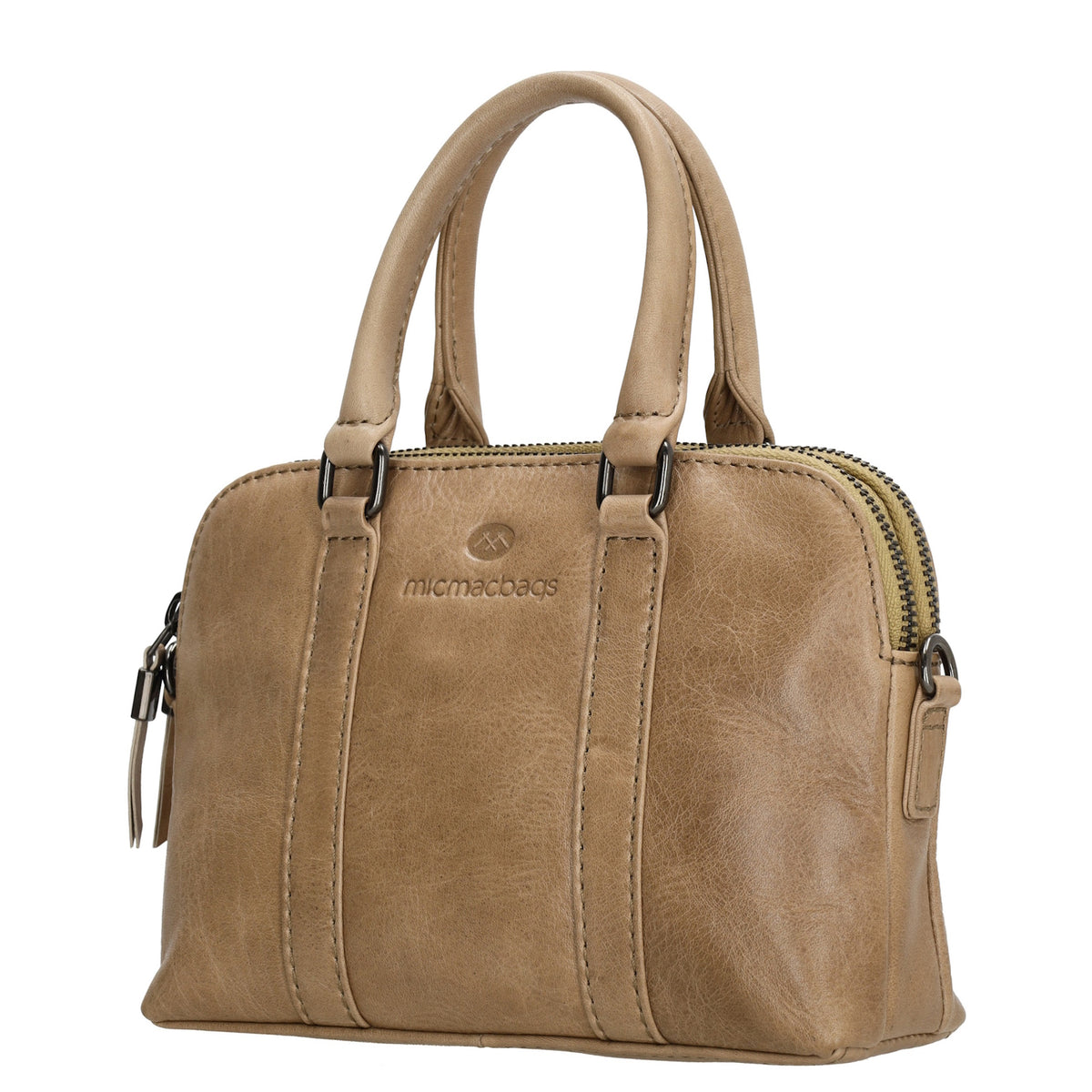 Schultertasche 21 x 15cm in Taupe mit Reißverschluss - leder-accessoires.com