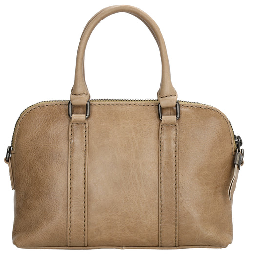 Schultertasche 21 x 15cm in Taupe mit Reißverschluss - leder-accessoires.com