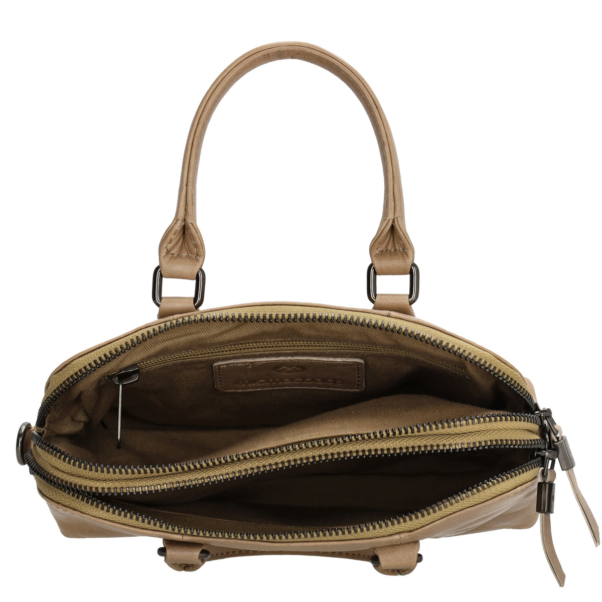Schultertasche 21 x 15cm in Taupe mit Reißverschluss - leder-accessoires.com