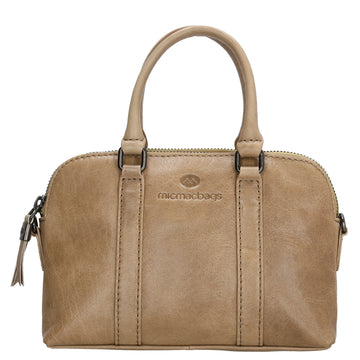 Schultertasche 21 x 15cm in Taupe mit Reißverschluss - leder-accessoires.com