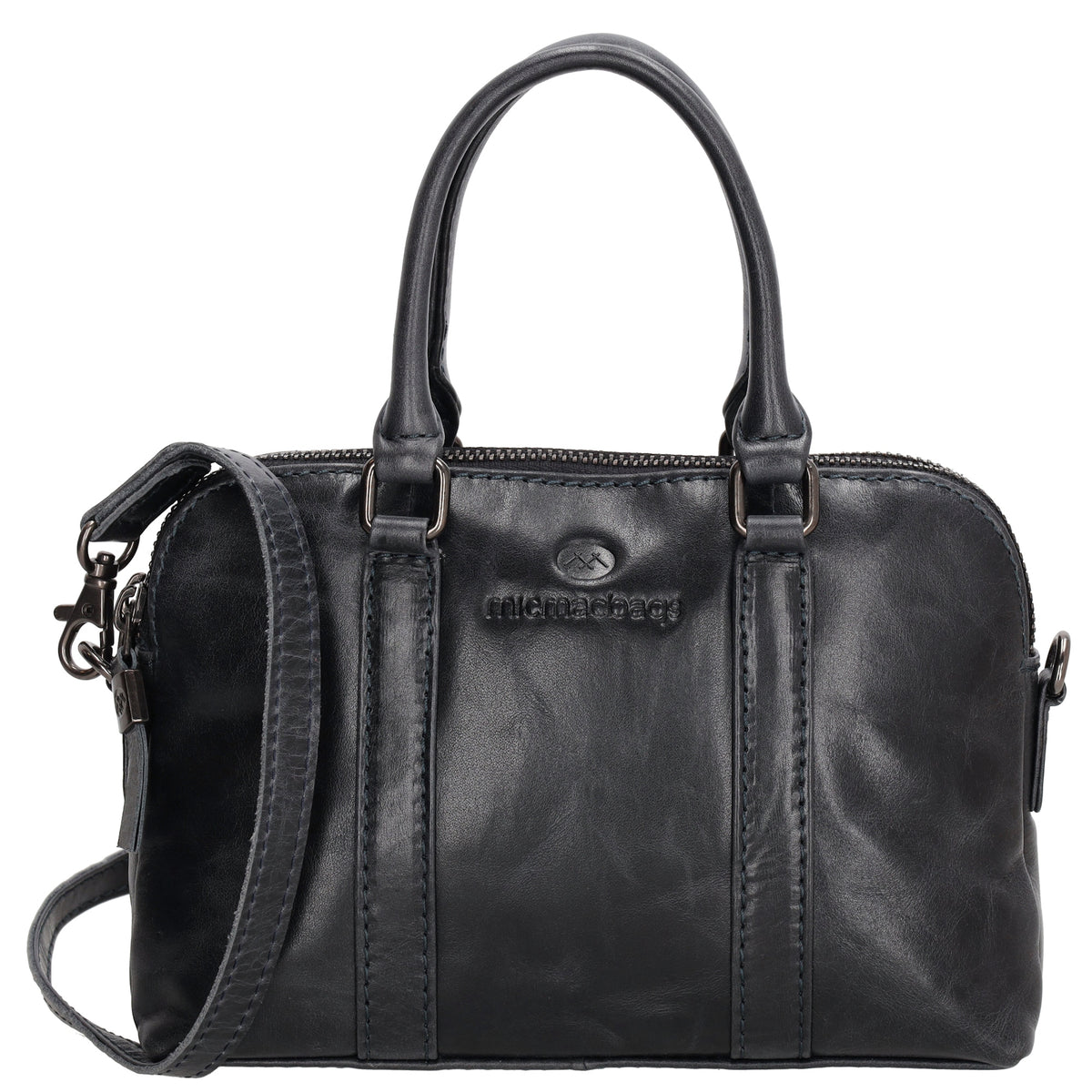 Schultertasche 21 x 15cm in Dunkelblau mit Reißverschluss - leder-accessoires.com