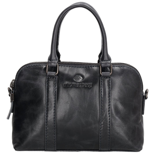Schultertasche 21 x 15cm in Dunkelblau mit Reißverschluss - leder-accessoires.com
