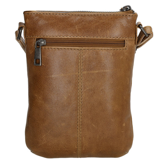 Umhängetasche| Mini Bag 16,5 x 22cm in Braun aus Leder mit Vortasche - leder-accessoires.com