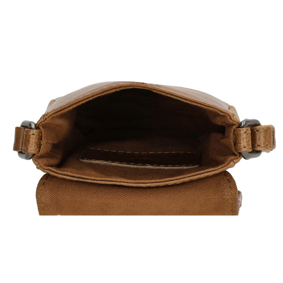 Handytasche| Minibag 10,5 x 16,5cm in Braun aus Leder mit Überschlag - leder-accessoires.com