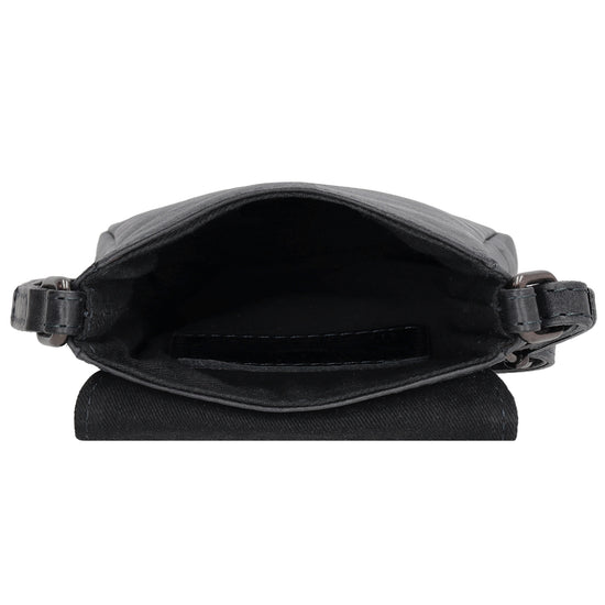 Handytasche| Minibag 10,5 x 16,5cm in Dunkelblau aus Leder mit Überschlag - leder-accessoires.com