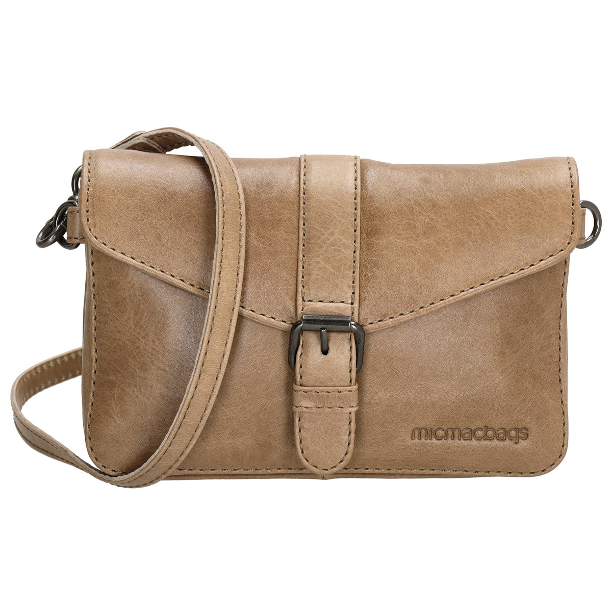 Umhängetasche| Gürteltasche 19 x 11,5cm in Taupe aus Leder - leder-accessoires.com