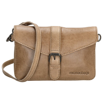 Umhängetasche| Gürteltasche 19 x 11,5cm in Taupe aus Leder - leder-accessoires.com