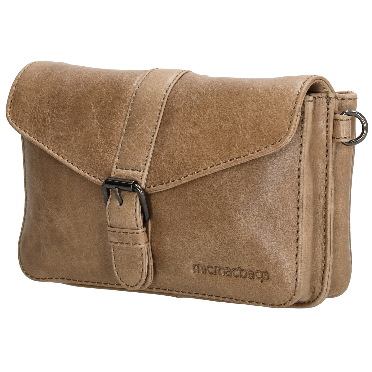 Umhängetasche| Gürteltasche 19 x 11,5cm in Taupe aus Leder - leder-accessoires.com