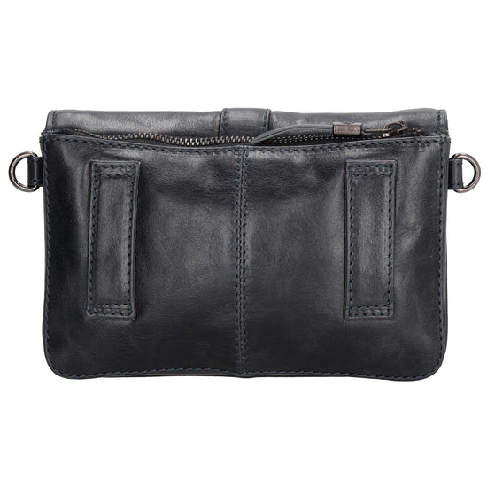 Umhängetasche| Gürteltasche 19 x 11,5cm in Dunkelblau aus Leder - leder-accessoires.com