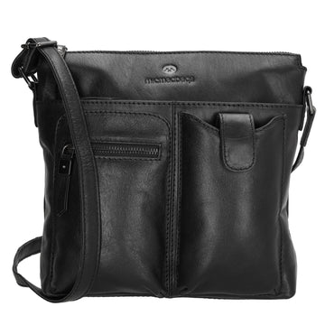 Schultertasche 25,5x23,5cm in Schwarz aus Leder - leder-accessoires.com